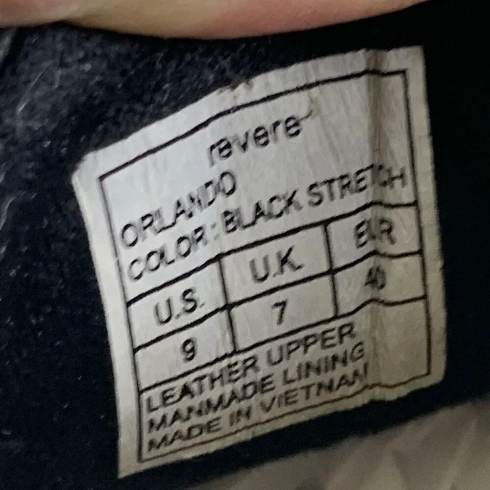 Revere Orlando Black Stretch Leather Lace Up Shoe Flat Comfort Cut Out Womens 9